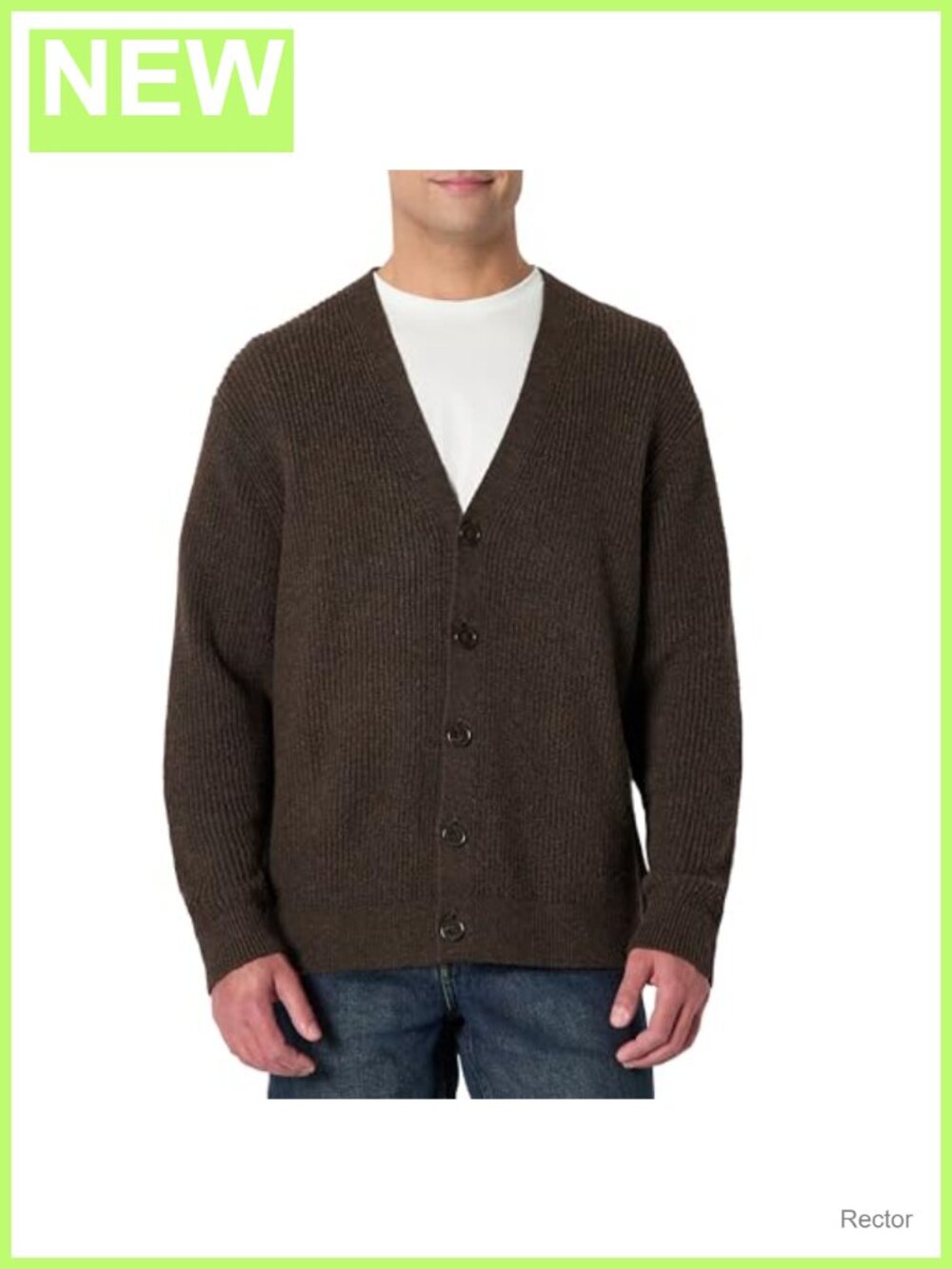 Men's Relaxed Fit Cotton Blend Cardigan Ribbed V-Neck Button Front